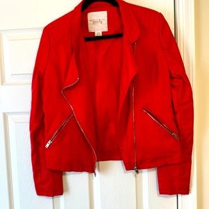 Red pleather Moto jacket